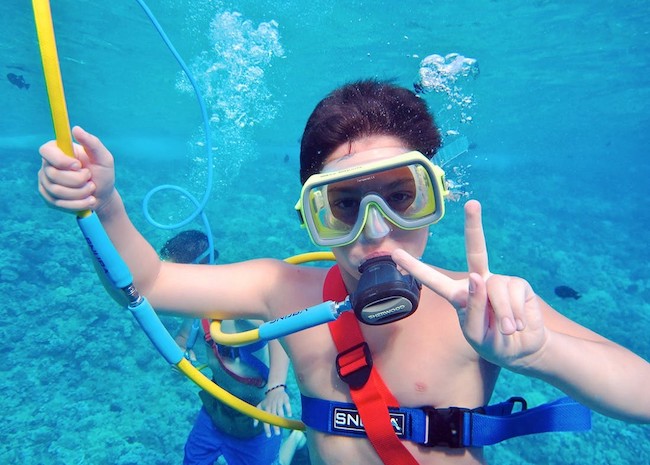 Otis enjoying his first Snuba tour in Cozumel.